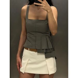 NWT ZARA RUFFLED GABARDINE TOP